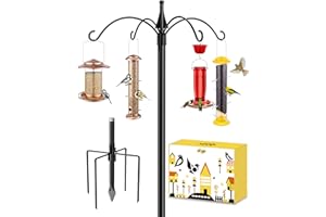 iBorn 1“ Thickness Shepherds Hooks for Outdoor Bird Feeder Pole 78" Height Wild Bird Feeder Stand Shepherds Hook for Hummingb