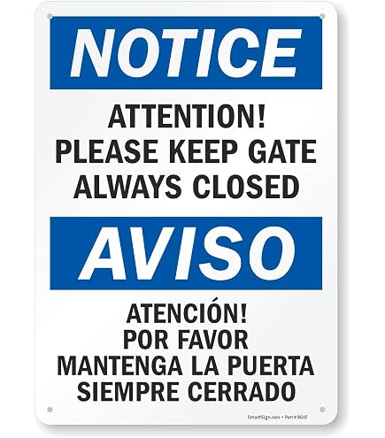 Accuform Bilingual Safety Sign - "Notice Keep This Door Closed" (Spanish/English), 14x10 Inch, Adhesive Vinyl
