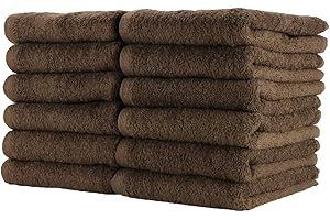 ARKWRIGHT LLC Arkwright Bleach Safe Jr. Salon Towels - (Pack of 12) 100% Ring Spun Cotton Soft Quick Dry Super Absorbent Hand Towel for Cosmetology, Spa, Facials, 16 x 27 in, Brown