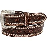 ARIAT Men's Southwestern Buck Stitch Leather Belt with Removable Buckle