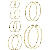 HAIAISO 6 Pairs Clip On Hoop Earrings for Women Fake Hoop Earrings Spring Hoop Earrings Set for Non-Pierced Ears Jewelry 6 Sizes