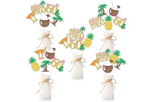 24 Pcs Beach 60th Birthday Centerpieces Beach I’m 60 Summer Tropical Themed Centerpiece Sticks Hawaiian Table Toppers Glitter