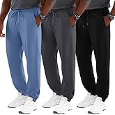 Velvelhall 3 Pack Men's Big and Tall Joggers Lounge Sweatpants Athletic Gym Pants with Pockets Workout Drawstring Jogger Pant