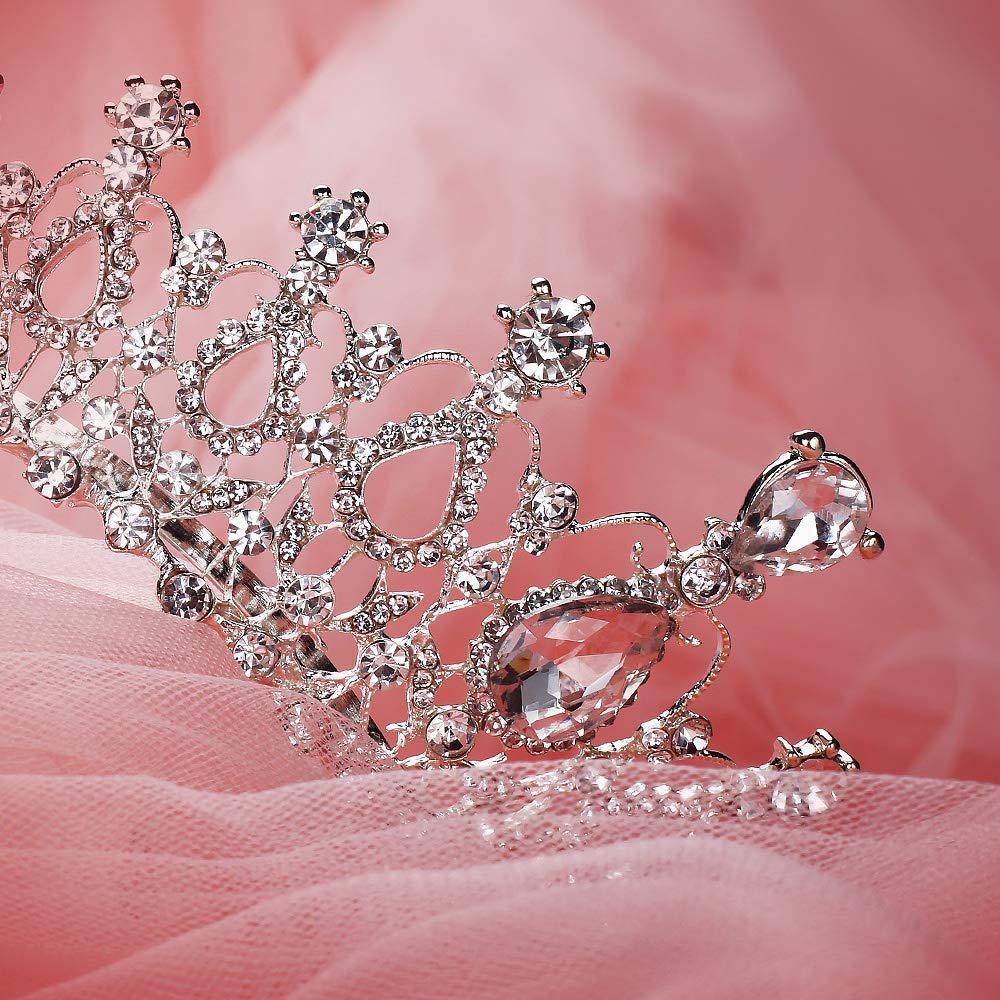Makone Crystal Crowns and Tiaras with Comb for Girl or Women Birthday Halloween Party Valentines Gifts Wedding Tiaras (Style-5) : Beauty