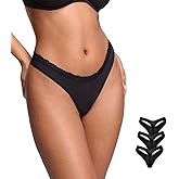 DOBREVA Sexy Lace Thongs Breathable Seamless Underwear for Women Comfortable V-waisted Soft Panty 3 Pack
