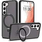 ULXITEYU Magnetic for Samsung Galaxy S23 Case, 6.1", Compatible with MagSafe, Rugged Kickstand, Not-Yellowing Military-Grade Protection, Matte Black
