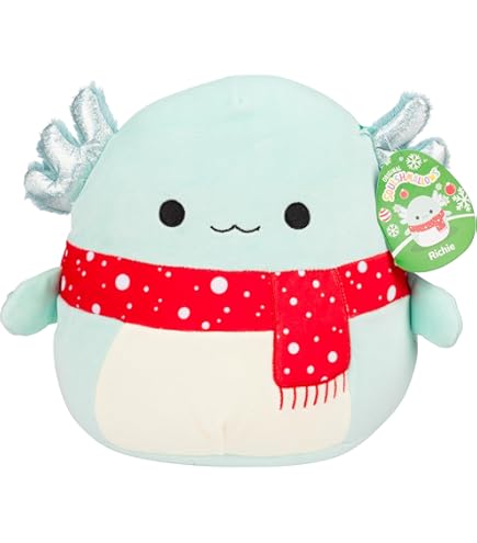 Squishmallows Official Kellytoy Plush 8 Inch Squishy Soft Plush Toy Animals Archie Axolotl With Balloon