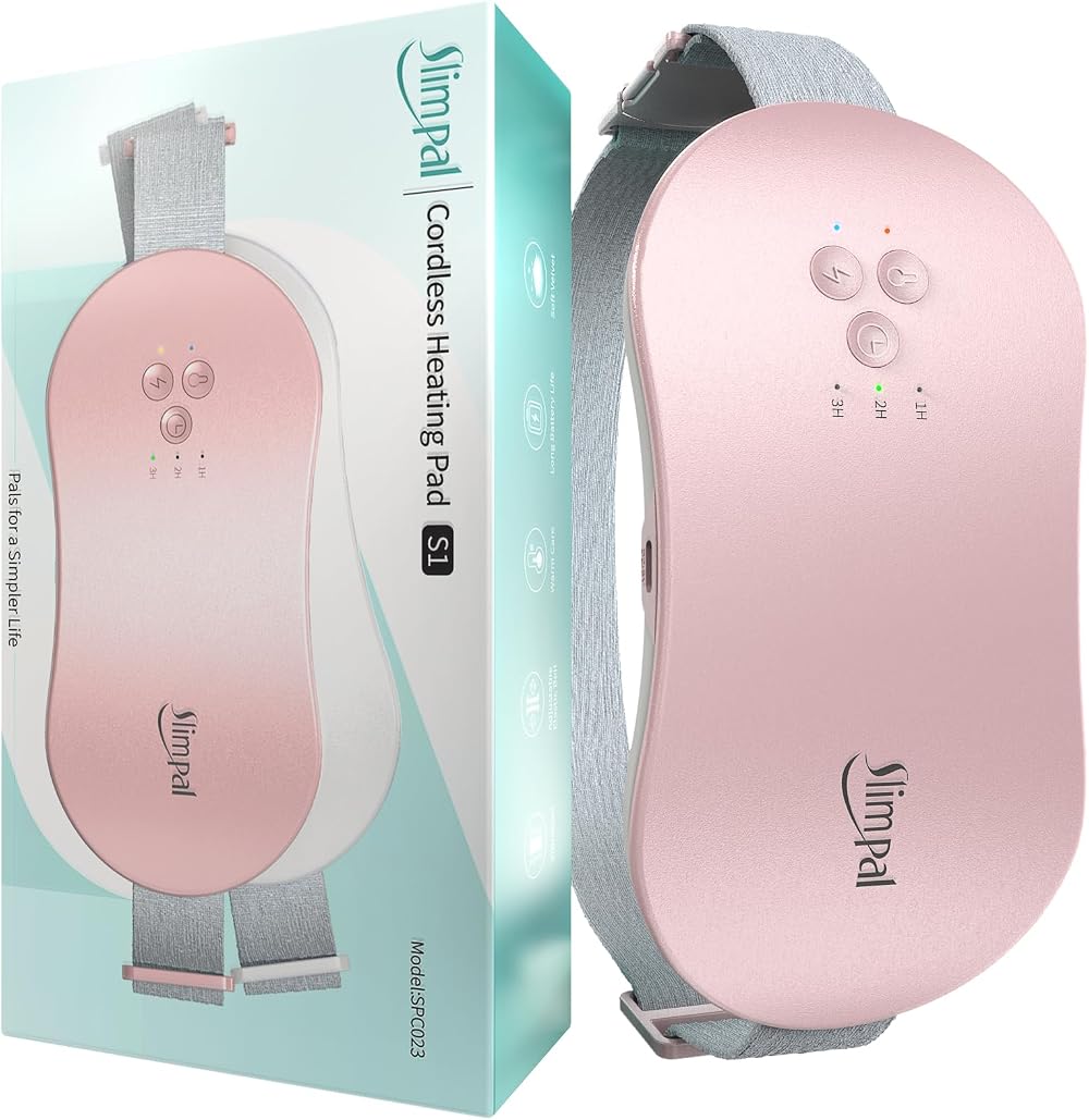 Slimpal Heat Pad Portable Cordless Electric Heating Pad 3 Timers Pink
