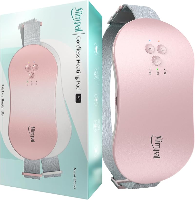 Slimpal Heat Pad Portable Cordless Electric Heating Pad 3 Timers Pink