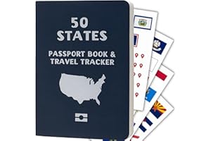 50 States Tracker & Travel Journal - Mark Off The States You've Visited with Flag Stickers and US Travel Map - Stocking Stuffer Gift for Travelers