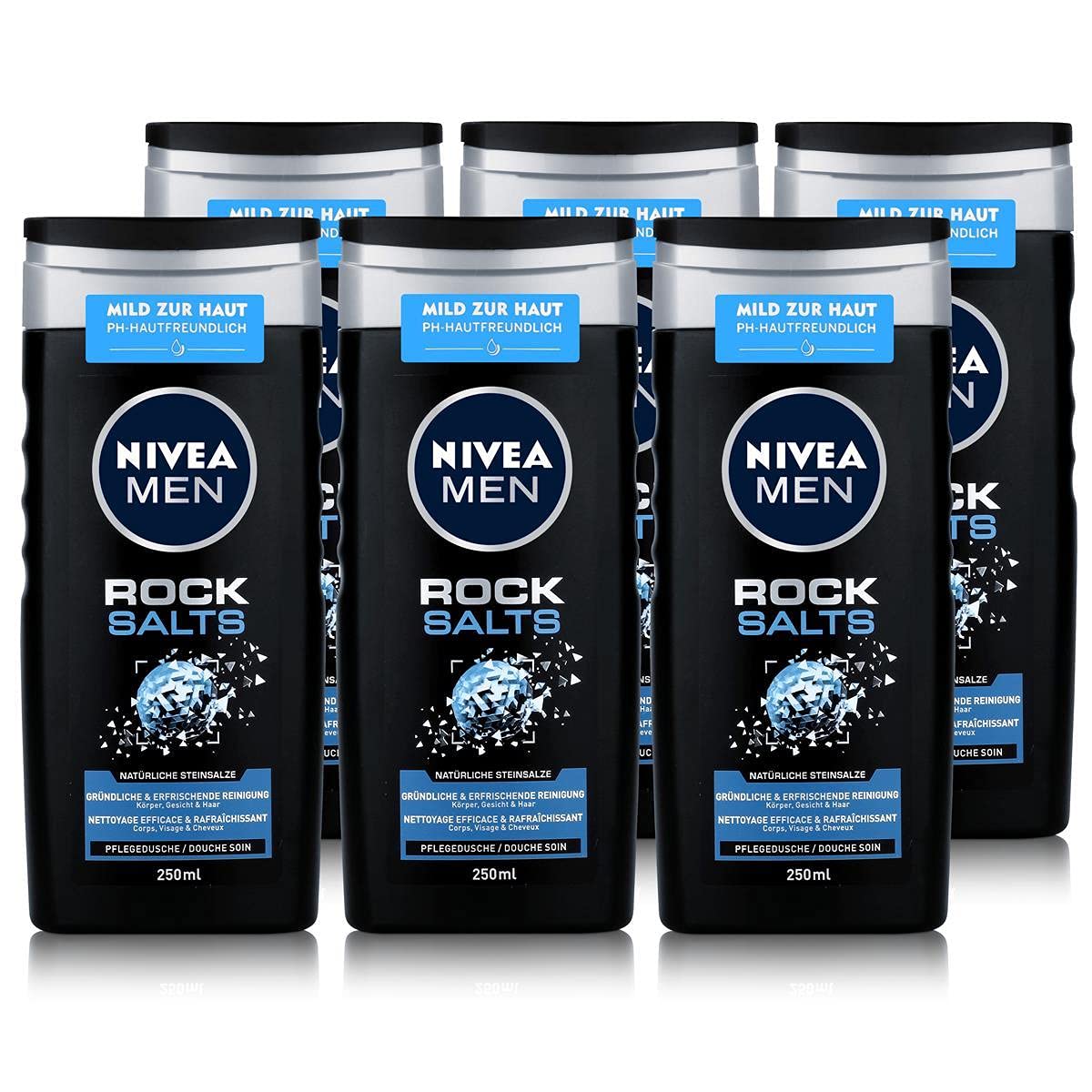 Nivea Shower Gel Men Rock Salts 250 ml Pack of 6