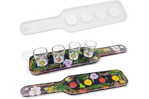 RESINWORLD Shot Glass Serving Tray Mold, Shot Glass Holder Mold for Resin, 4 Holes Shot Glasses Tray Resin Mold, for Party Home Decor