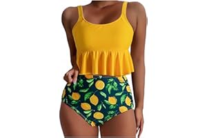 AOREUGL Tankini Swimsuits for Women 2025 Ruffle Tops and Floral Bottoms Bathing Suits High Waisted Tummy Control Swimsuits