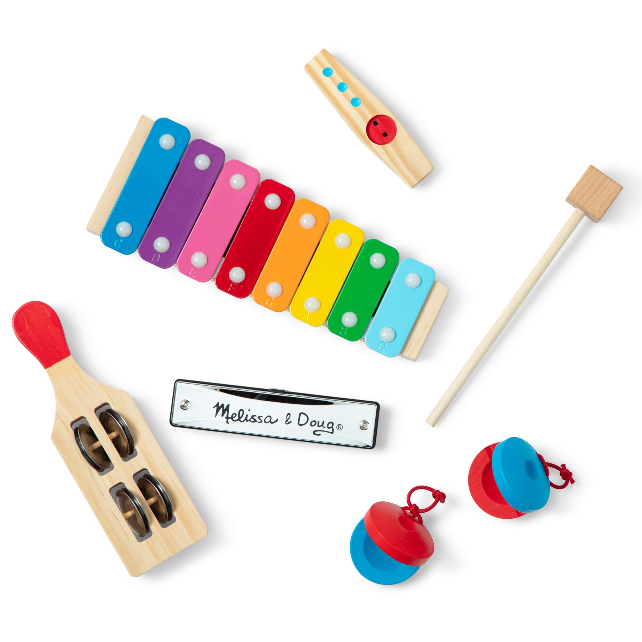 Melissa & Doug Band-in-a-Box Hum! Jangle! Shake! - 7-Piece Musical Instrument Set