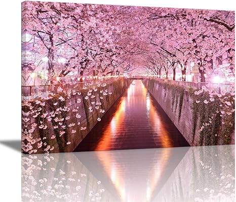 Amazon Co Jp アートパネル 桜の川の流れ 絵画 モダン オシャレ インテリア 壁飾り アートポスター Hdしゃしん 木枠付きの完成品 装飾 軽くて取り付けやすい 40x60cm 桜の花7 ホーム キッチン