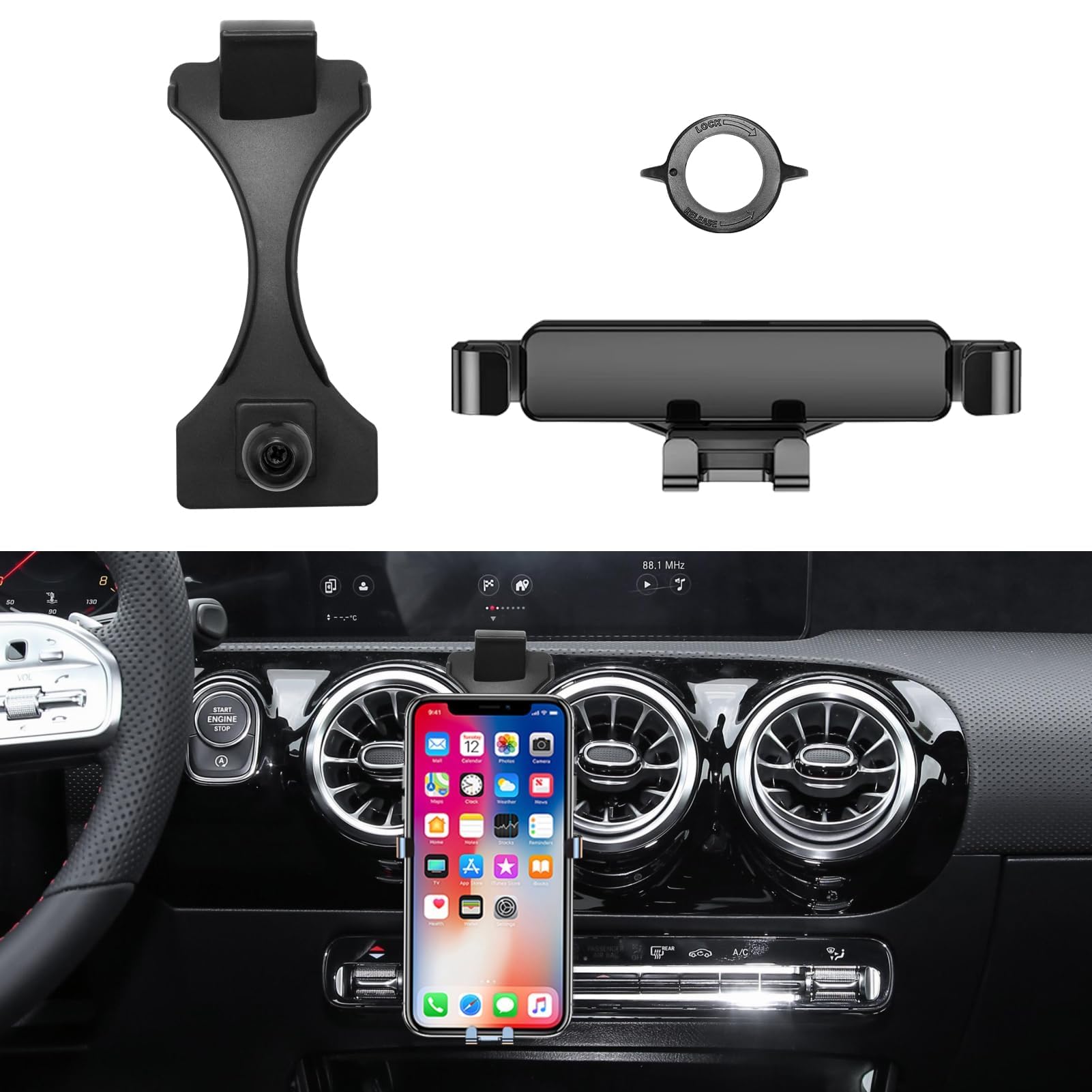 TTCR-II Customized Car Phone Holder Compatible with Mercedes Benz C Class, Smartphone Mount Mobile Phone Cradle for C Class 2018-2021, Supports GLC 2019 Smartphones