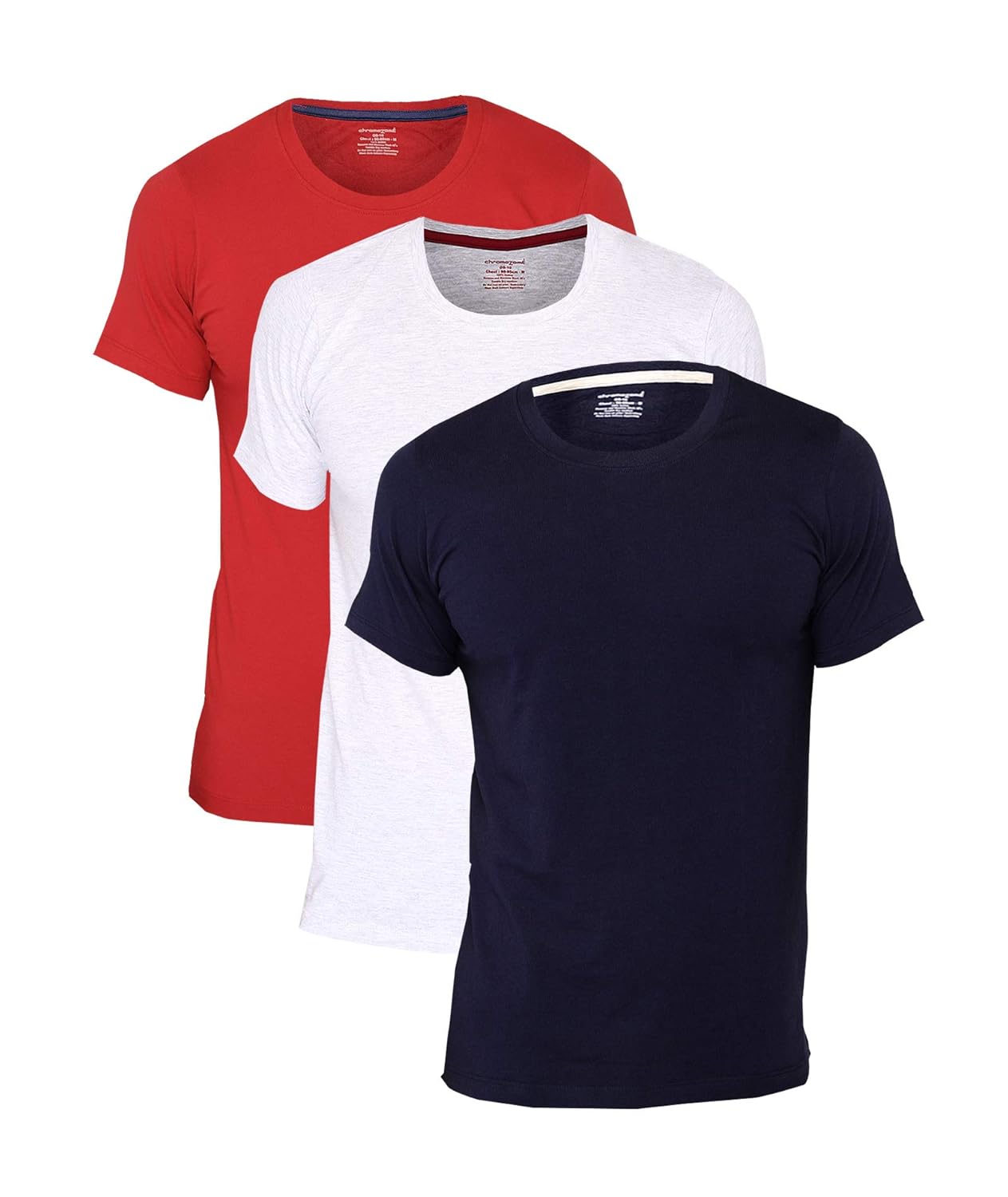 Chromozome Men's Plain Regular Fit T-Shirt (Pack of 3)