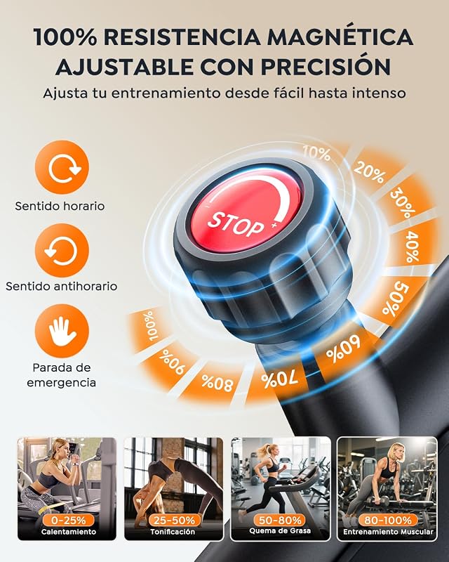 Bicicleta Estática para Casa con APP, Bicicleta estatica Silenciosa con Resistencia Magnética 0-100%, Pantalla LCD, Soporte para Mancuernas y Portavasos, Volante 15 KG, MAX 160KG verde