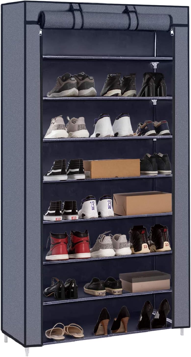Meerveil Shoe Rack Canvas Shoe Storage Shelf Shoe Standing Shoe