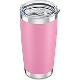 Orebigo 20 oz Tumbler with Lid Stainless Steel Double Wall Vacuum Insulated Tumblers Powder Coated Cups Travel Mug Keep Drinks Cold and Hot, Pink