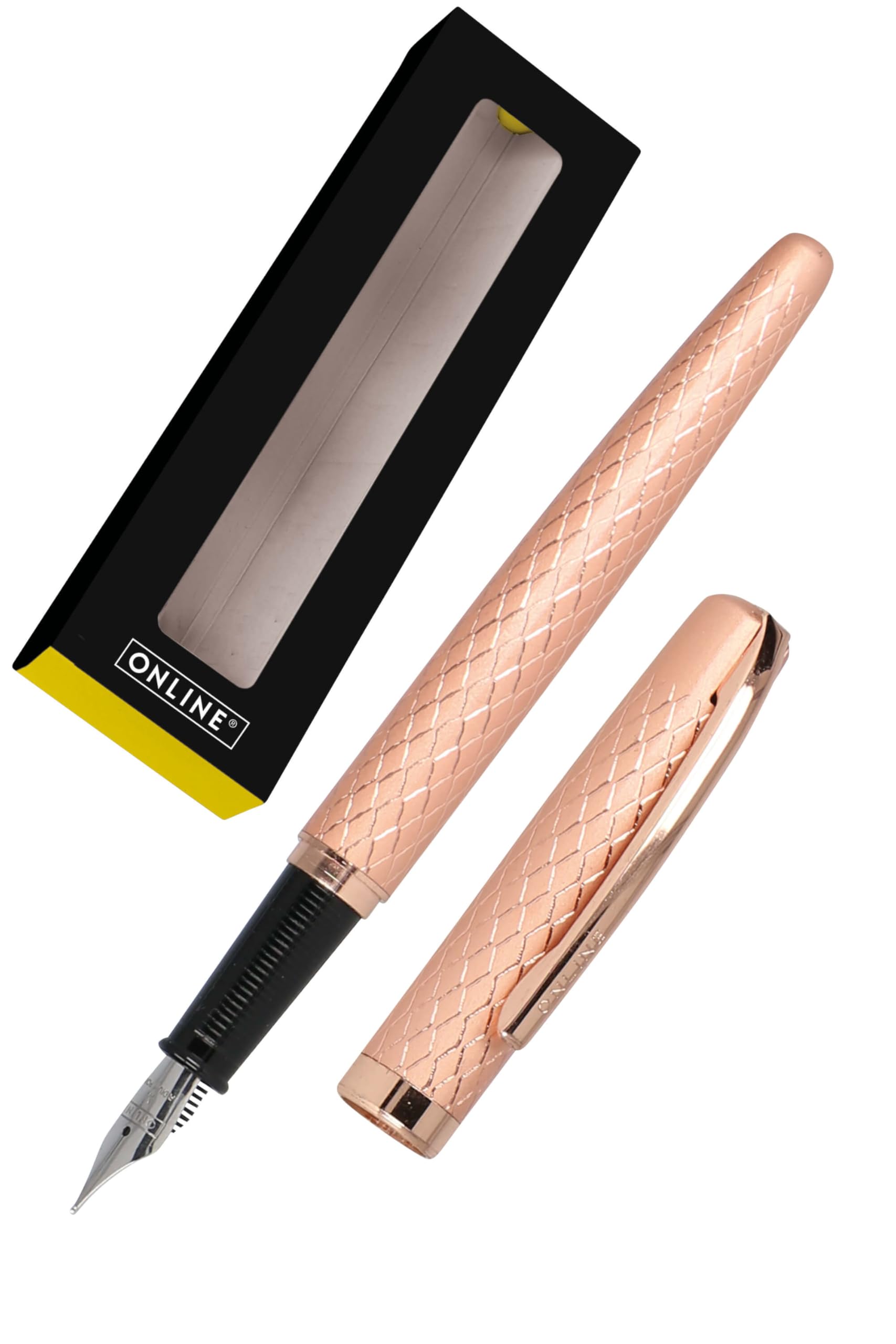 Online Eleganza Fountain Pen Diamond I Rosegold I Nib Size M I Metal Clip I Includes Ink Cartridge I Fountain-Pen for Standard Ink Cartridges Or Converter I In Gift Box