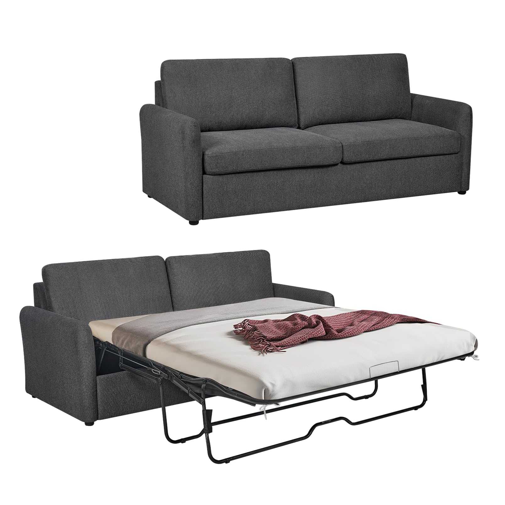Photo 1 of **MISSING PARTS***Mixcous Queen Size Pull Out Sofa Bed, Convertible Sleeper Sofa Couch with Pullout Bed, 2 in 1 Sofa Bed Couch with Memory Foam Mattress for Living Room Office, Space-Saving, Dark Grey
