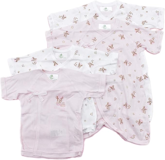 Amazon Co Jp Disney ディズニー ミニーちゃん 新生児 50 60 ｃｍ 肌着 コンビ 4点セット 10 服 ファッション小物
