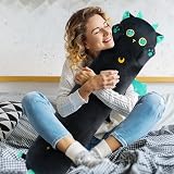 Mewaii 20in Long Cat Plush Pillow Black with Green Eyes Squishy Hug Toy view 5