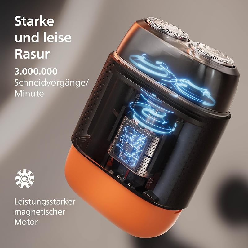 Rasierer Series 500 - kompakter Elektrorasierer für Herren, 3D-Scherkopf, elektrischer Nass- und Trockenrasierer, Reiseetui, Reisesperre, magnetische Kappe, Modell S595/05
