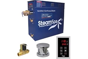 SteamSpa 4.5kW Steam Sauna Generator Sentry Series 240V Steam Generator with Touch Screen, Steamhead, Built-in Steam Shower Auto Drain, ACU Quickstart Steam Bath Generator Bundle SNT450CH-A