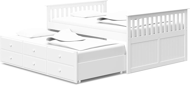 white full bed with trundle