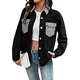 Sidefeel Women's Jean Jacket Oversized Boyfriend Shacket Button Down Long Sleeve Trendy Tonal Wash Denim Jackets