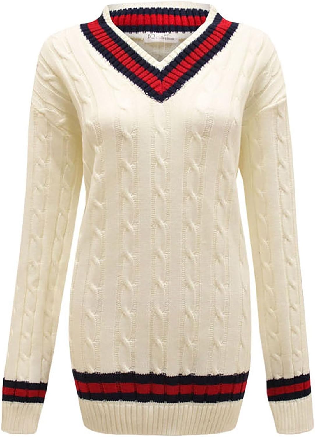 Rimi Hanger Womens Long Sleeve Cable Knitted Cricket Jumper Ladies V