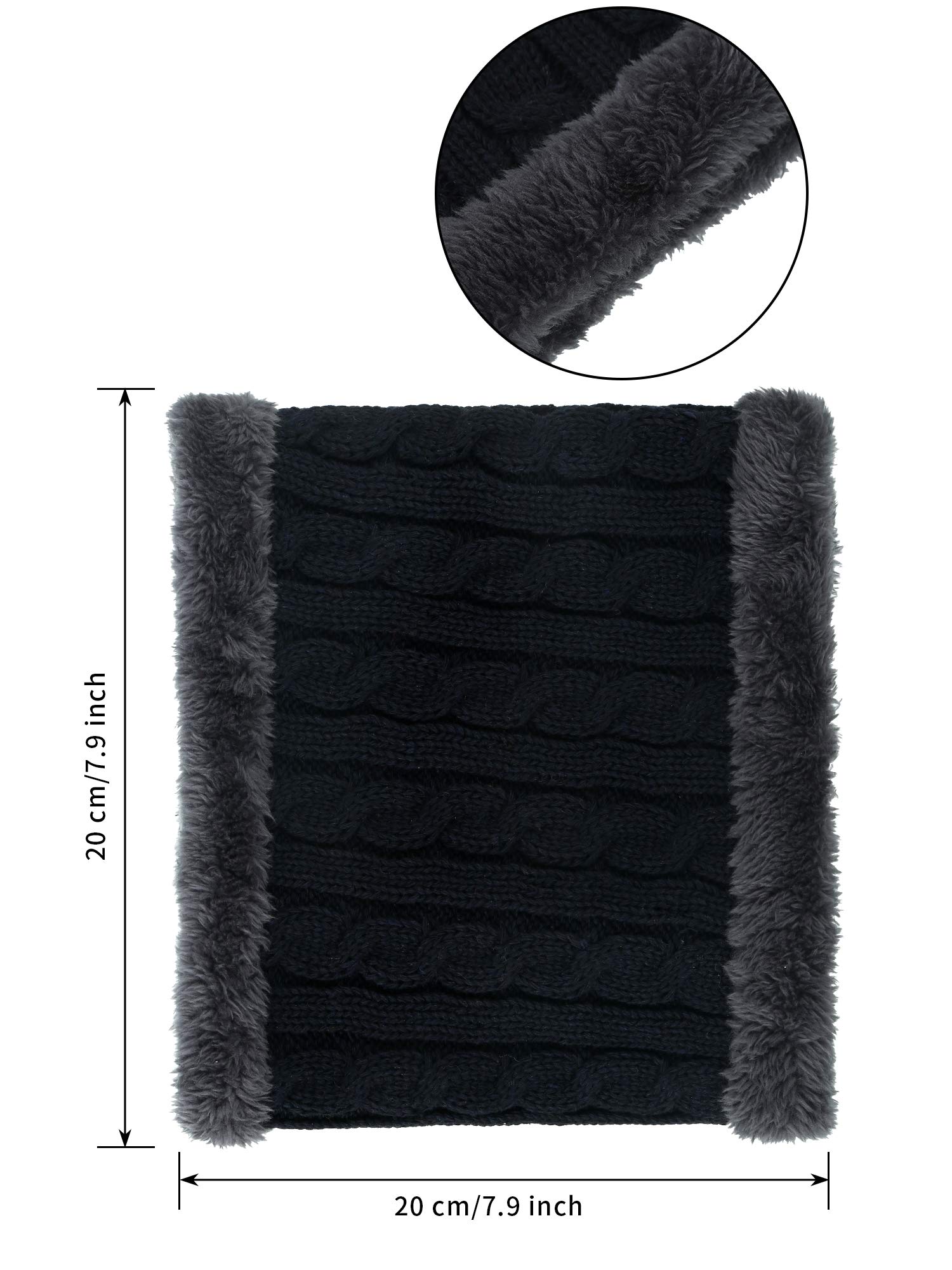 3 Pieces Unisex Cold Winter Neck Warmer Gaiter Double-Layer Fleece Lined Thick Knit Circle Scarf 3 Pieces Unisex Cold Winter Neck Warmer Gaiter Double-Layer Fleece Lined Thick Knit Circle Scarf