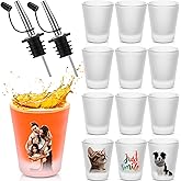 Roshtia 12 Pack Sublimation Frosted Shot Glass with Heavy Base 1.5 oz Sublimation Blanks Cups Cute Shot Glass Tumbler Bulk for Heat Press Personalized Gift Wedding Party