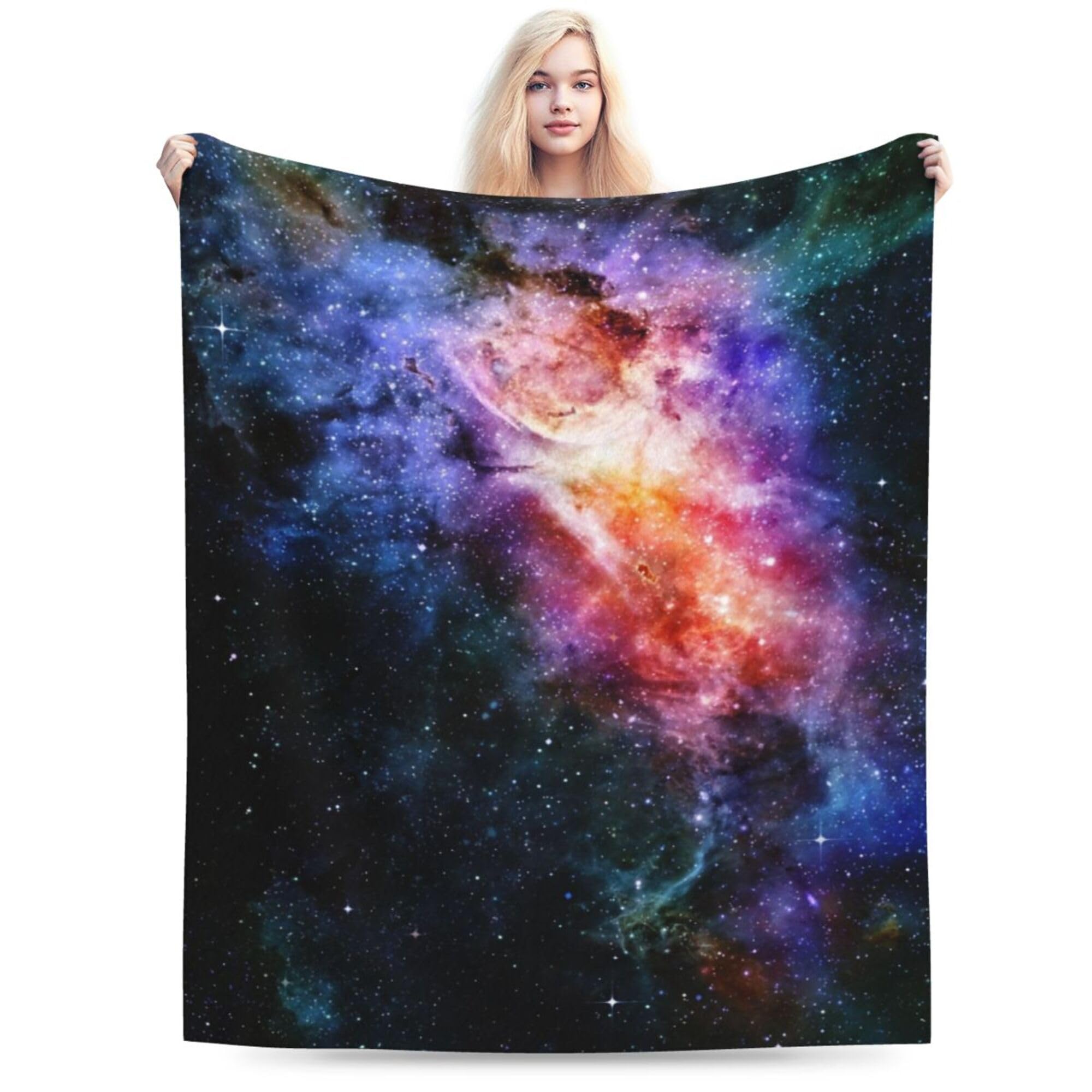 Abaysto Flannel Throw Blanket,Galaxy Deep Outer Space Stars and Nebula Starfield Starry Soft Blanket for Bed Sofa Couch,Fluffy Blankets for Kids Adults, 50x60 Inch