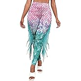 color cosplayer Mermaid Yoga Print Leggings for Women Plus Size Fish Scale High Waisted Pants Halloween Costume Tights