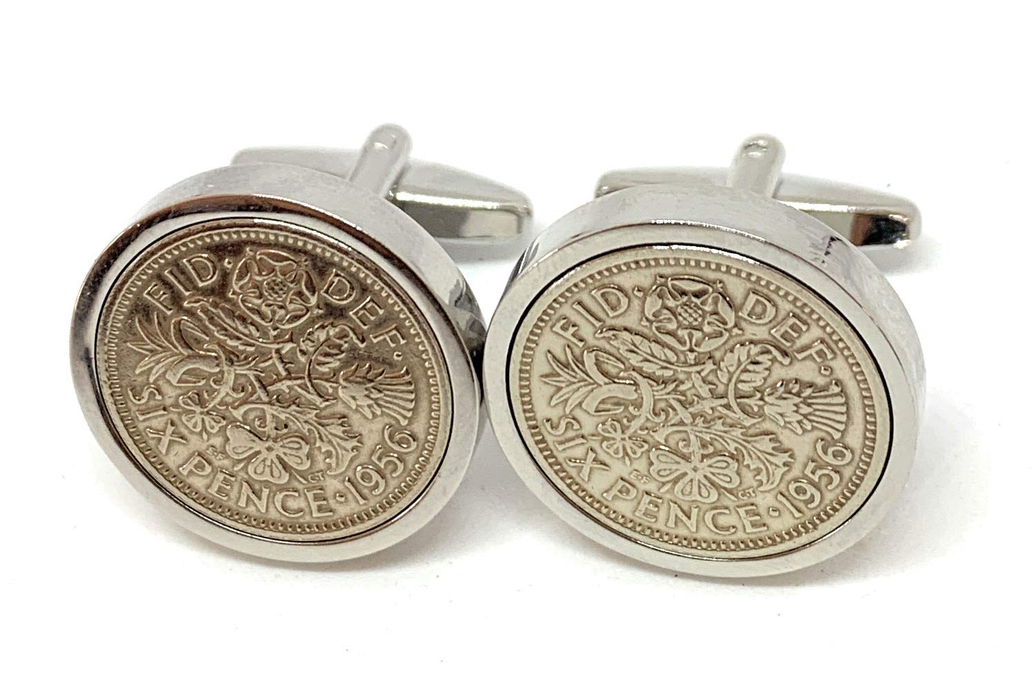 Premium 1956 Lucky sixpence cufflinks for a 70th Birthday cufflinks