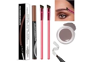 TTUCH Anjoize Eyebrow,4D Hair Stroke Brow Stamp Brush, Anjoize Eyebrow Pencil - Eyebrow Brush and Eyebrow Gel Kit (#04 Dark Brown) a3