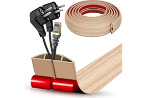 DBHXXMB-HH Floor Cord Cover Cavity 0.8"x0.37" Self Adhesive Cord Hider, 10FT Low Profile Cable Management, Extension Strip Protector for Wires, Prevent Cable Trips for Offices, Gyms,(Wood Light Yellow)