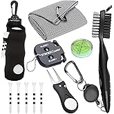 karamagic 11 Pcs Golf Accessories Kit, Include Golf Ball Bag with Hook Tees Towel Cleaner Brush Ball Marker Divot Tool Score Counter