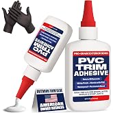 PVC Trim Glue &amp; Adhesive - Dries White, Bonds Fast, Weather &amp; UV Resistant | 2 Pack (4 oz + 2 oz) &mdash; Holds Miter, Shiplap &amp; Scarf Joints on PVC Trim Boards, Moulding, Millwork, Column Wraps &amp; Vinyl Fence