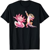 Cute Kawaii Leopard Gecko Dabbing Axolotl Friends Men Boys T-Shirt