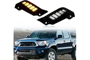 KEEGTBOX Switchback White/Amber Front Side Marker Headlight Daytime Running Lamp Sequential Flash Turn Signal Feature Compatible with Toyota Tacoma Truck 2012-2015 Replacement Bumper Accessories