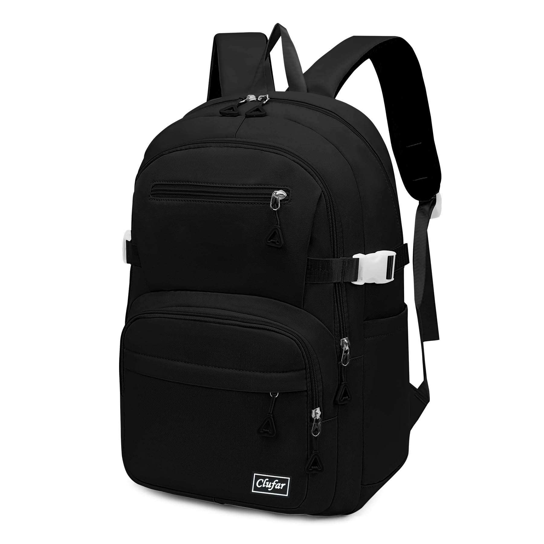 Clufar Schulranzen Jungen 5 Klasse Schwarz Leicht Schulrucksack Teenager Mädchen Wasserdicht Multi-Tasche Schultasche Mädchen Rucksack Schule Herren Schoolbag,Black