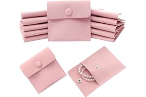 Heliltd Microfiber Jewelry Pouch 8x8cm - 12pcs Bulk Packaging Bags, Small Gift Pouches, Mini Envelope Style With Snap Button 