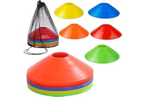 20 Pcs Agility Field Cones, Soccer Markers Disc with Net Bag, Pro Disc Cones for Training Football, Low Profile Field Markers