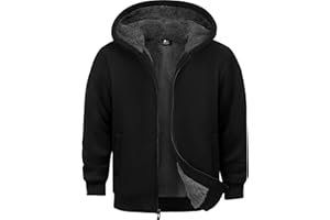 Ceoutdoor boys Fleece Jacket Zip Up hoodie Kids Winter Coats Warm Soft Sherpa Lined Hoodie Outerwear Teens 6-15