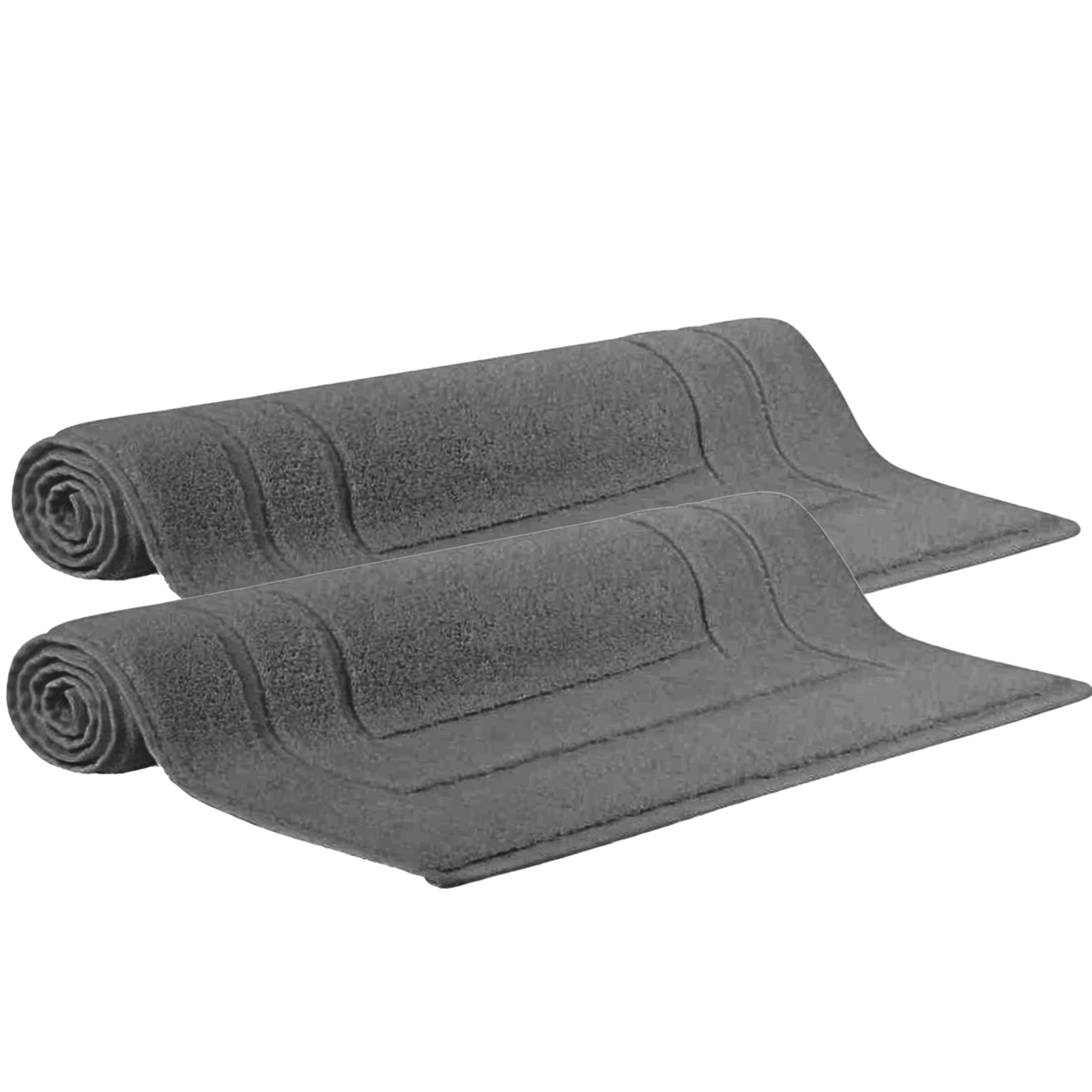Makooz 2 Cotton Banded Bath Mats – Not Bathroom Rug - 50x70 CM 100% Ring Spun Cotton – Machine Washable, Ultra Soft, Water Absorbent, Quick Drying Shower Bathroom Foot Towel - Charcoal