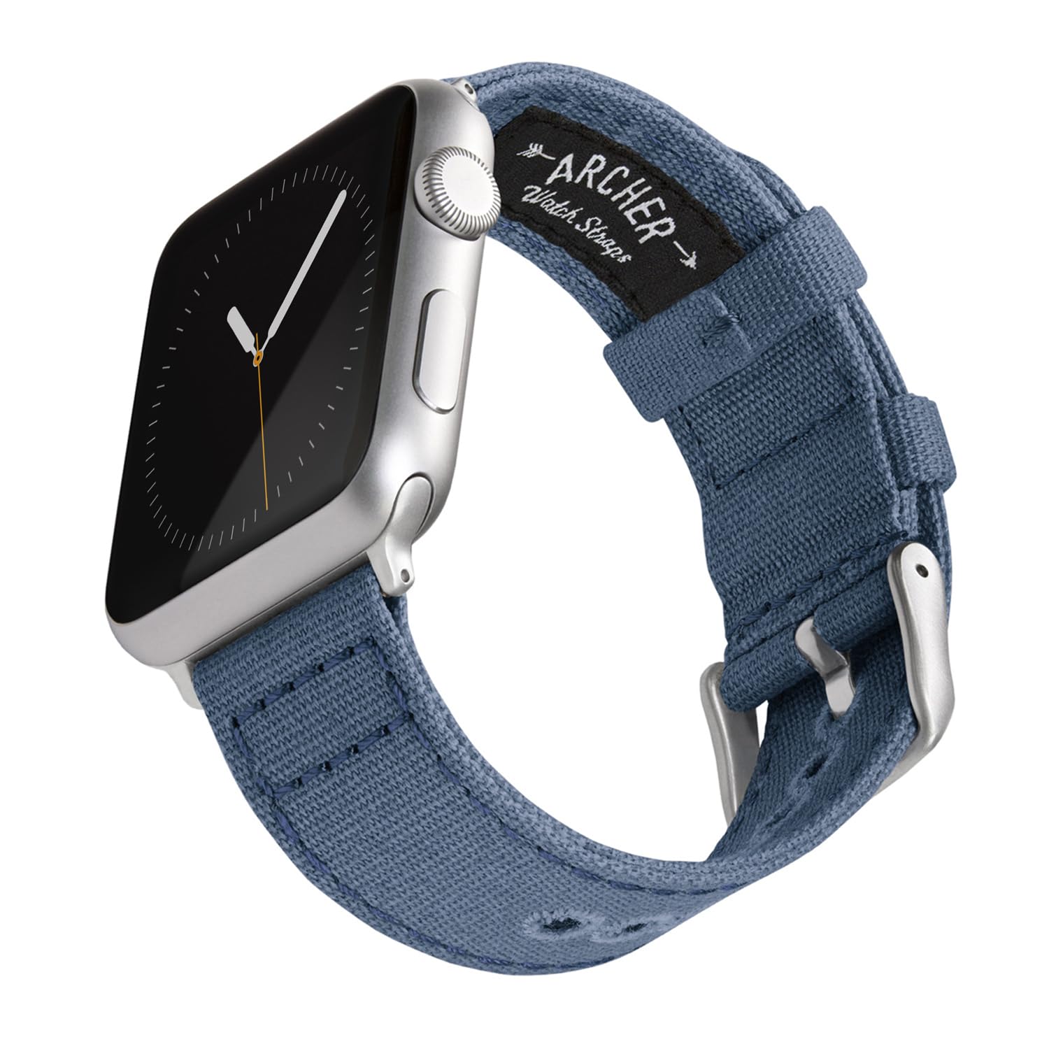 Archer Watch Straps - Canvas Straps for Apple Watch (Classic Denim Blue, Silver, 40/41/42mm)